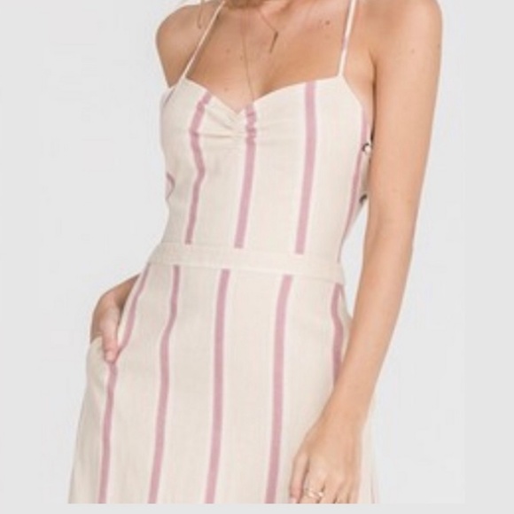 BACKLESS STRIPE LINEN DRESS - Picture 4 of 8